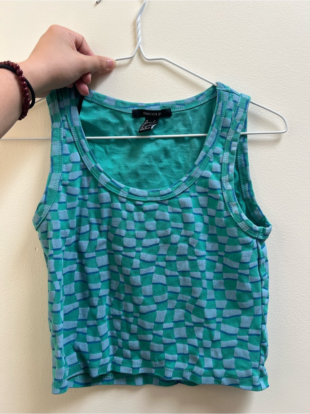 Forever 21 Teal Checker Tank Top